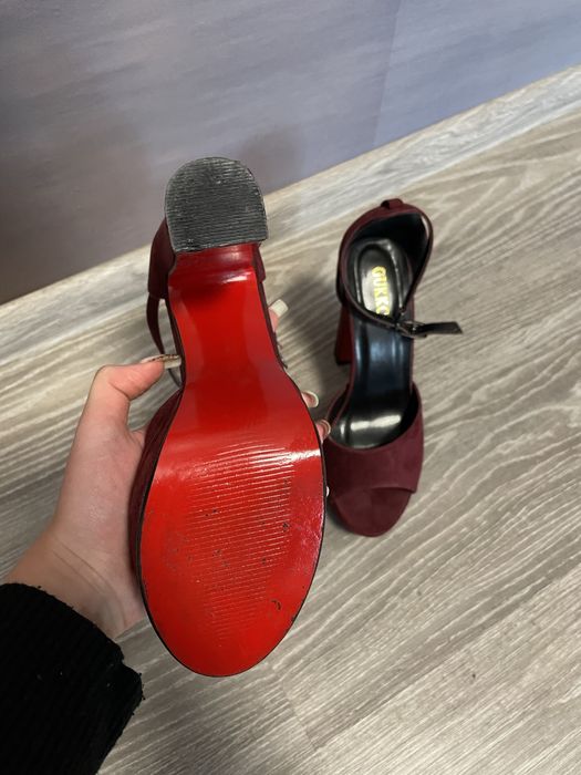 Бордовые замшевые босоножки на каблуке 12 см, размер 37