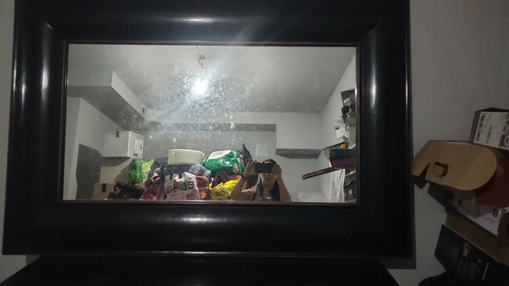 Consola 150 cm preta com espelho enorme