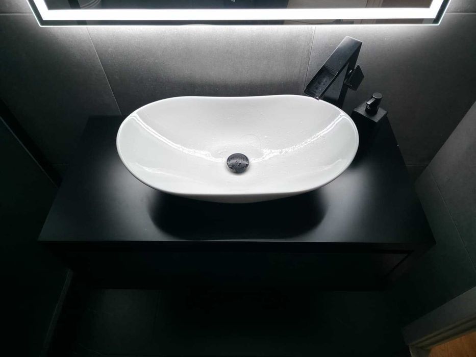 Móvel Suspenso WC Luxuoso em MDF, Preto & Antracite Mate NOVO EM CAIXA