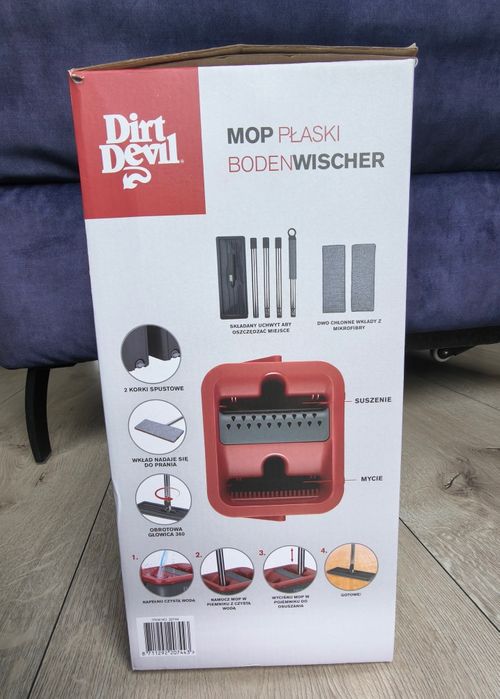 MOP PŁASKI Dirt Devil Zestaw Wiadro Wyciskacz + 2 wkłady, podłogowy