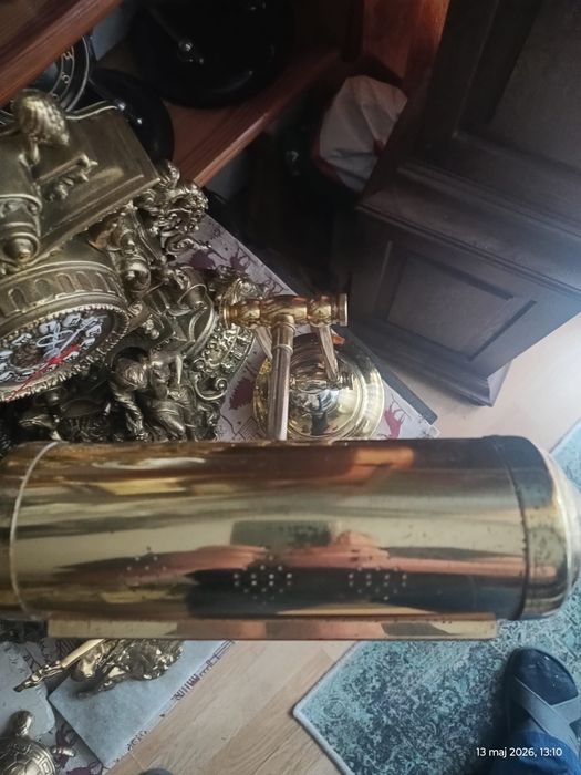 Lampa mosiężna bankierska, lub do fortepianu