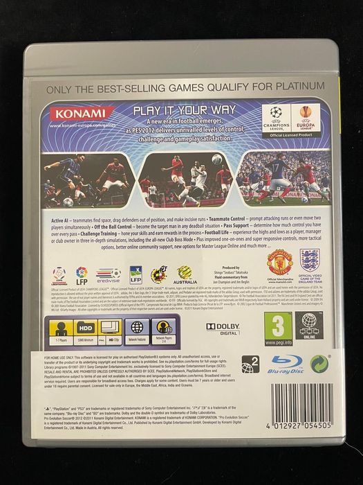 PES 2012 Gra na PS3 Komplet w BDB stanie Pro Evolution Soccer UEFA 3xA
