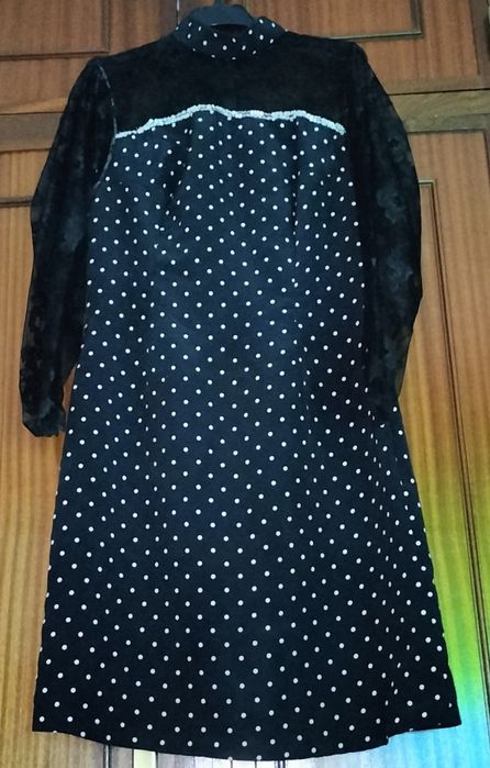 Vestido Preto c/Pintas Brancas