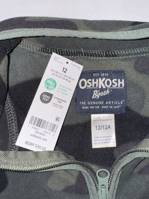 Кофта, худі з напівблискавкою, фліска, мікрофліс пуловер oshkosh р.12
