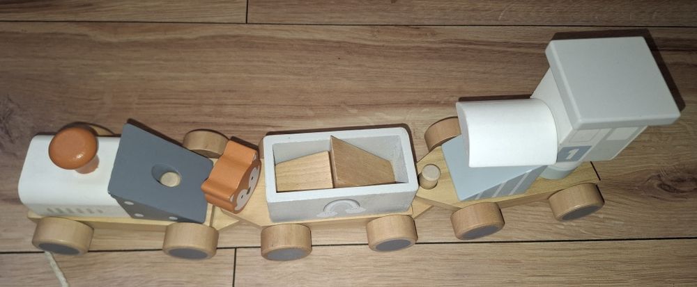 Drewniany pociąg kolejka klocki drewniane