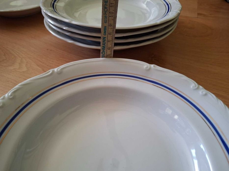 Zastawa stołowa ceramika Chodzież 6 talerzy głębokich 2 misy sosjerka