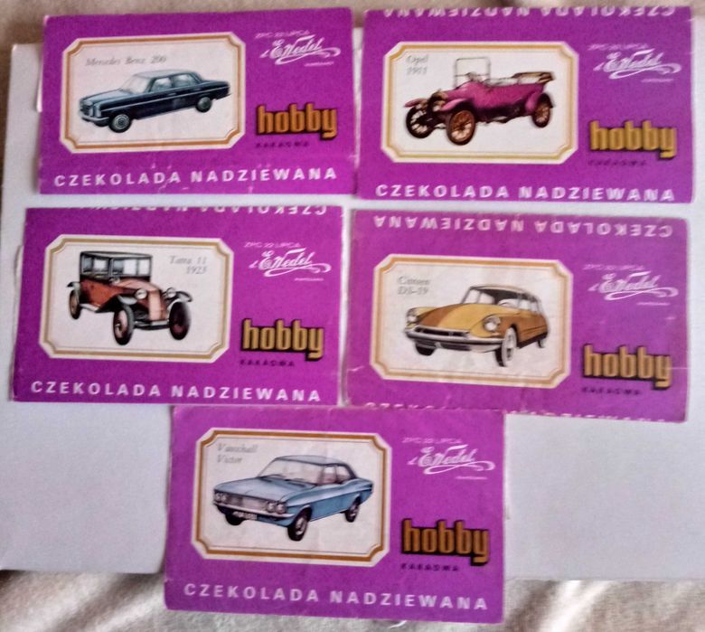 hobby wedel opakowania po czekoladach samochody