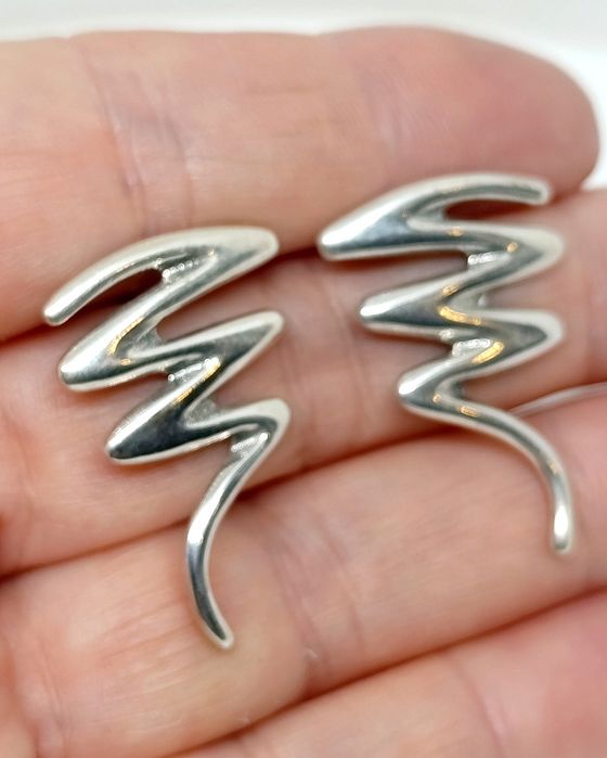 Kolczyki wkrętki Srebro 925 zygzaki