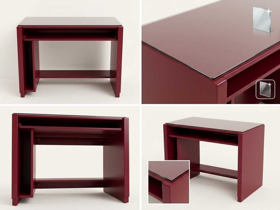 Secretária Bordeaux 90x70 com Tampo de Vidro