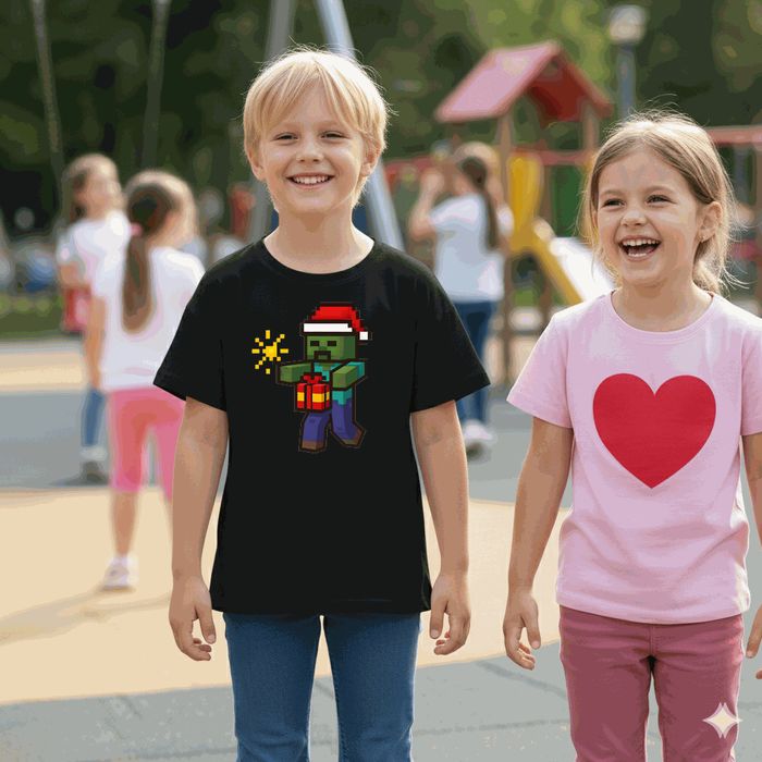 Koszulka dziecięca czarna – Świąteczne minecraft prezent święta 128