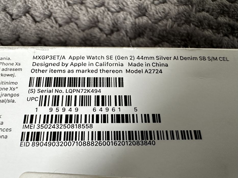 Apple Watch SE2 44 mm iCloud