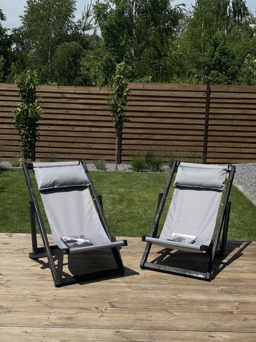 Шезлонг з подушкою розкладний деревʼяний, кресло шезлонг, лежак