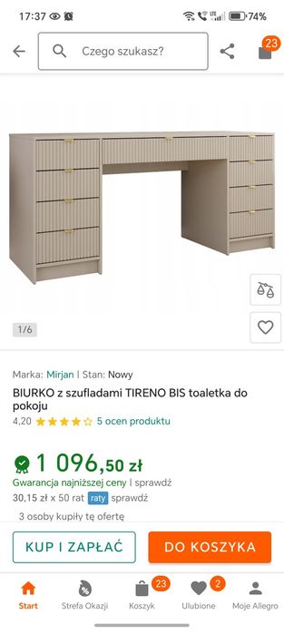 Biurko mało używane jak nowe kaszmirowe