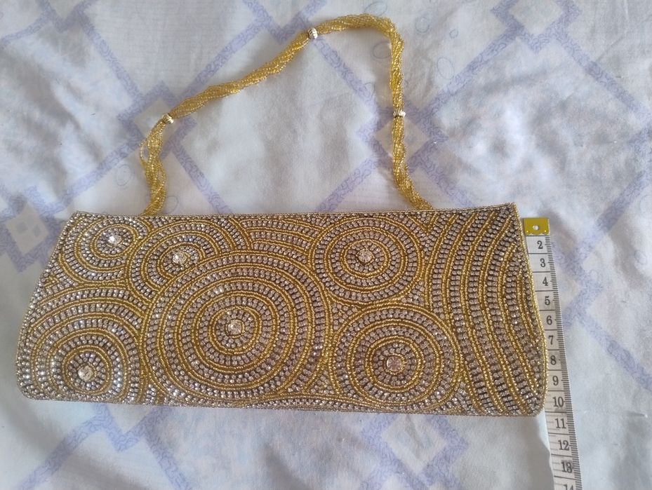 Malutka złota torebka+kolczyki