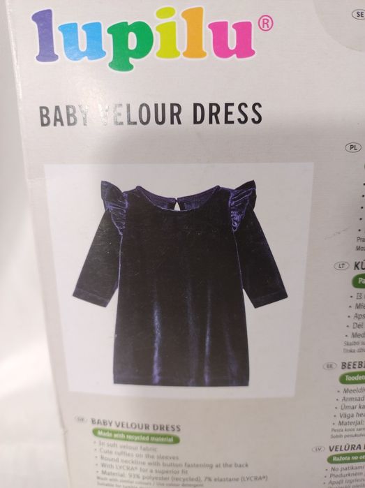 Dziecięca sukienka welurowa 86/92 granat