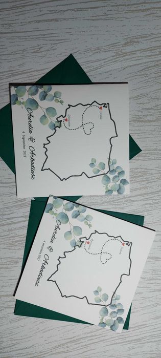 Zaproszenia slubne z mapą