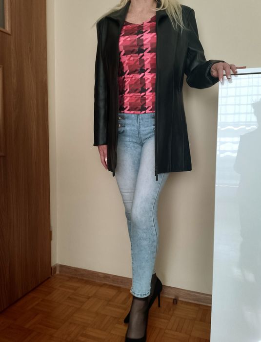 STYLOWA kurtka płaszczyk damski eko skóra czarna L GRATIS WYSYŁKA