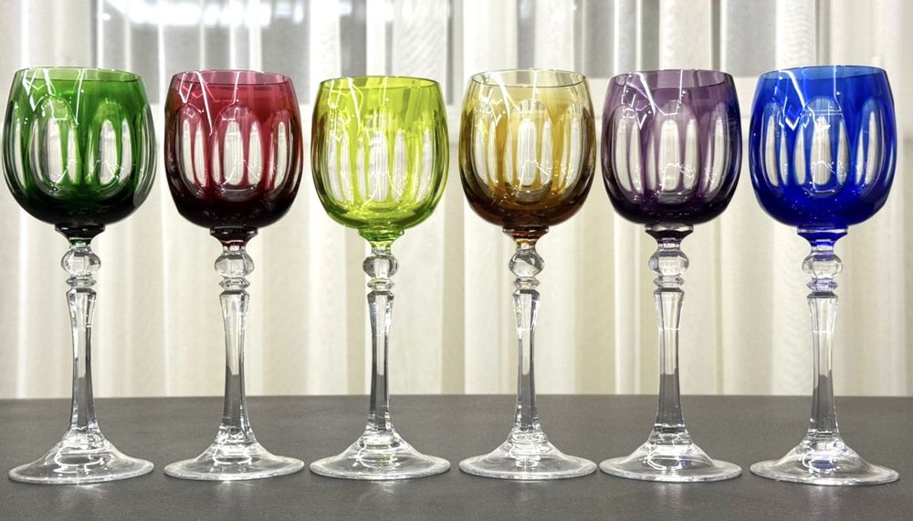 Винтажные хрустальные фужеры для вина WMF Cristal Cabinet GDR Германия