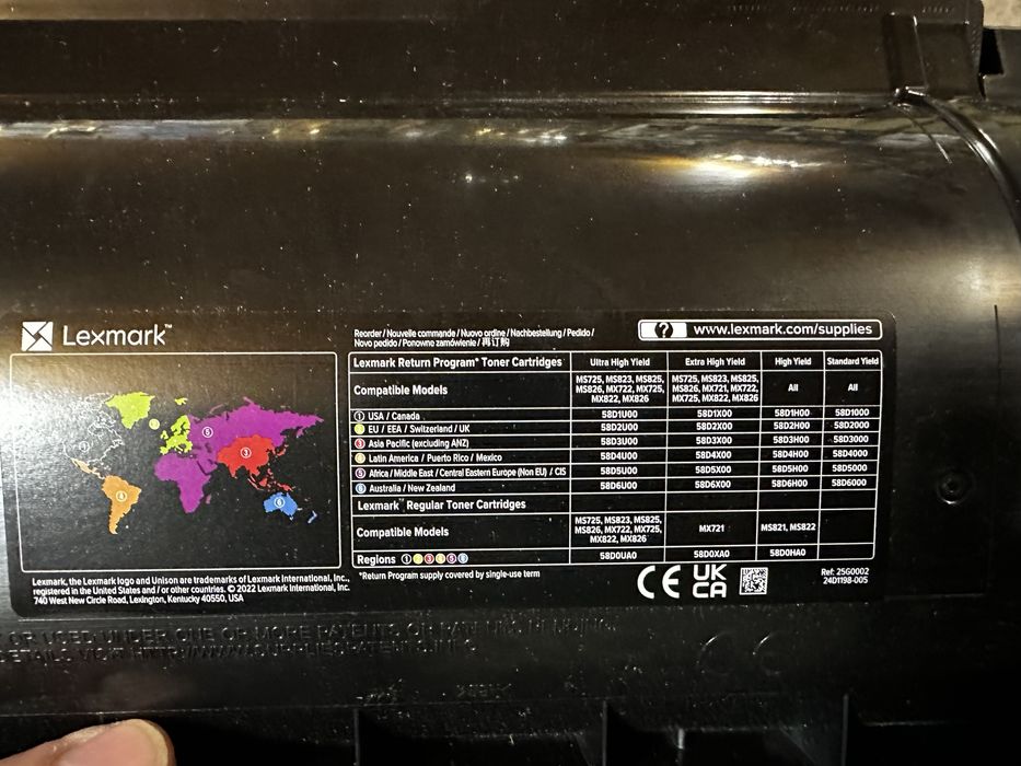 Тонер-картридж Lexmark MS725/MX725/MS823 Black (58D2X0E)