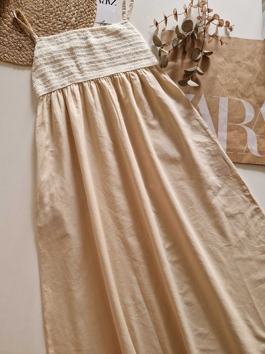 Платье zara сарафан s-M лен