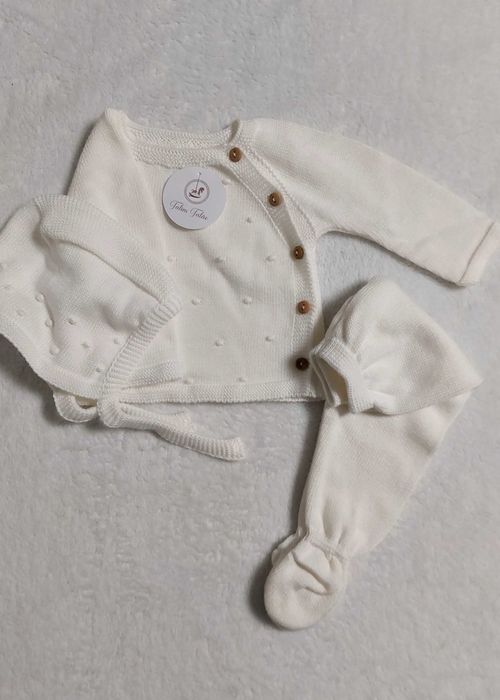 Conjunto bebé  pérola e rosa velho