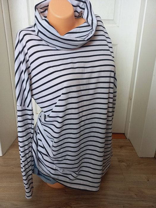 Golfik biały w paski L. Stan idealny