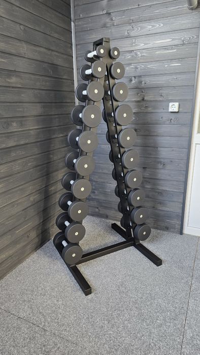 Гантельний ряд BLACK від 1 до 10 кг зі стійкою в комплекті. 110 кг