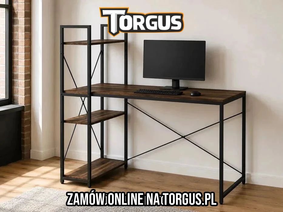 NOWE Duże Biurko 120x60 cm Metalowe Loftowe Komputerowe Do Pracy Biura Biurka Gamingowe Meble Szkolne Dla Dzieci Loft OKAZJA! Ciemny Orzech FAKTURA!