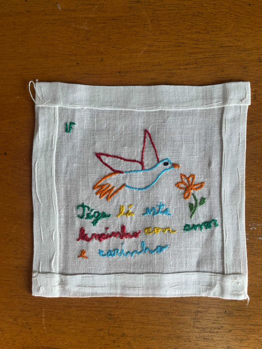 Coleção de 5 Lenços de Namorados 15x15cm em linho, para emoldurar