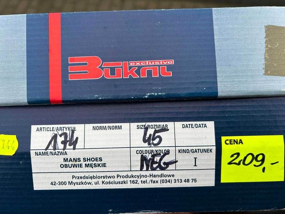 Buty męskie zimowe trzewiki 45 Skóra NATURALNA, polskie, NOWE