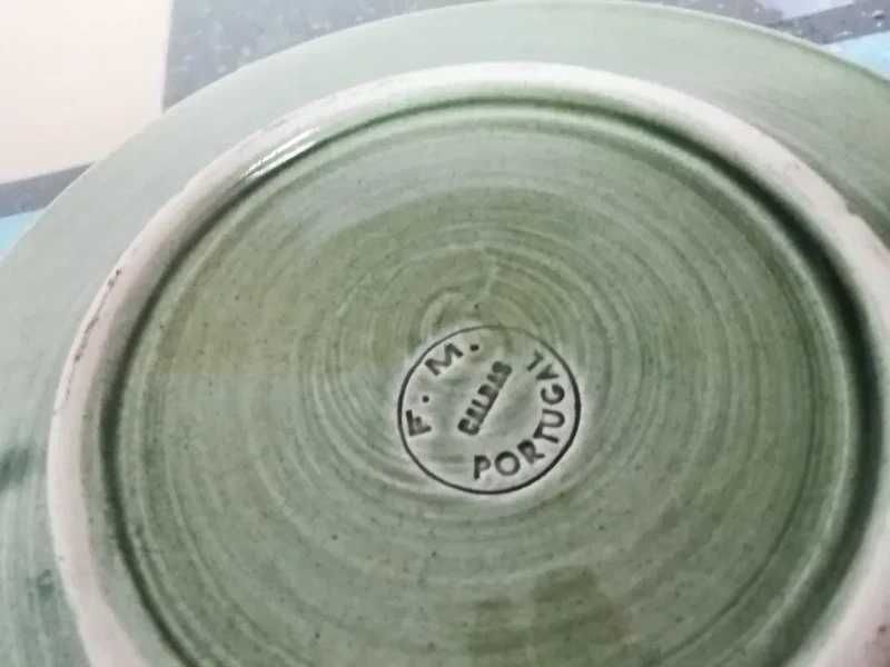3 pratos vintage - tema folhas - cerâmica das caldas*
