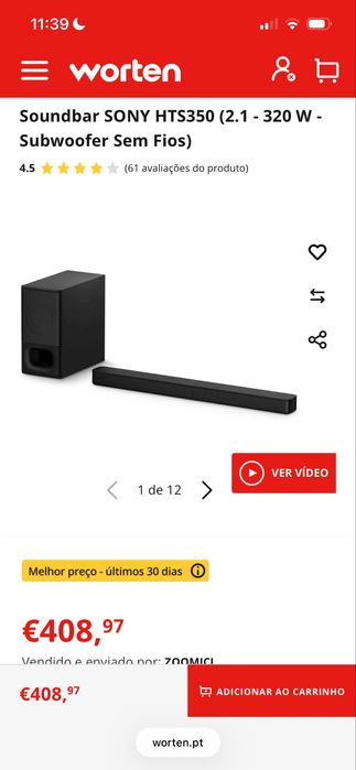 Soundbar SONY com Subwoofer