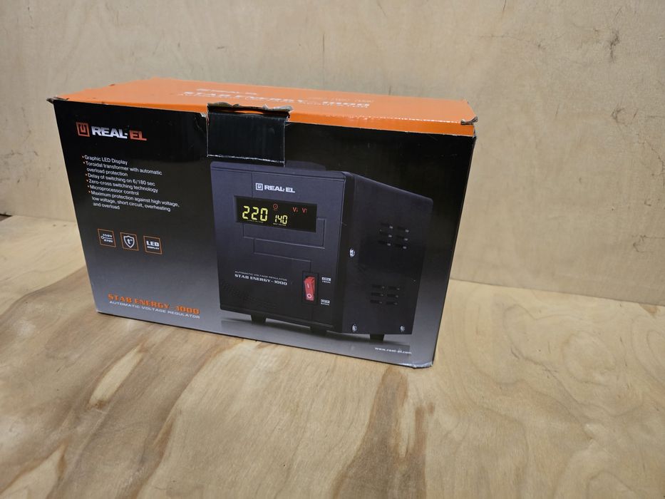 Стабілізатор напруги REAL-EL STAB ENERGY-1000va (800Вт), гарантія