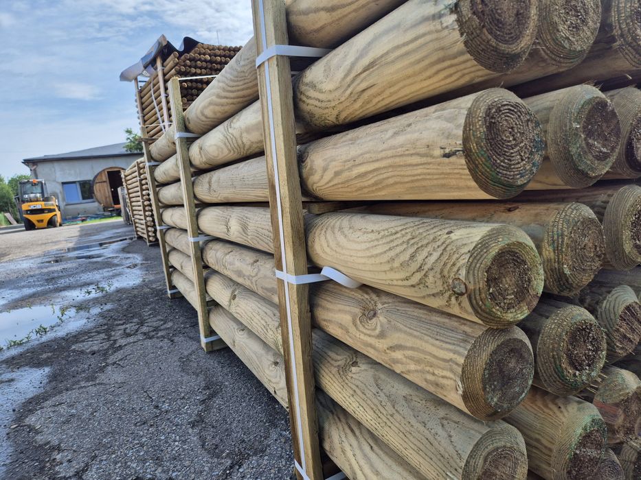 Palisada Drewniana fi 12 cm Wałki Toczone 12x300 3m Drągi Okrąglaki