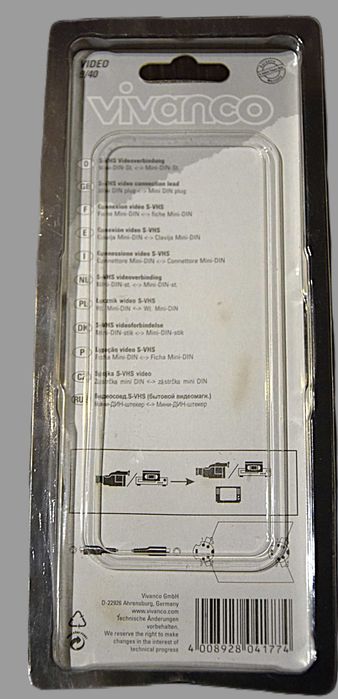 Kabel Vivanco łącznik video S-VHS 2 metry. Obustronnie męskie wtyki Mini-DIN 4-pin.