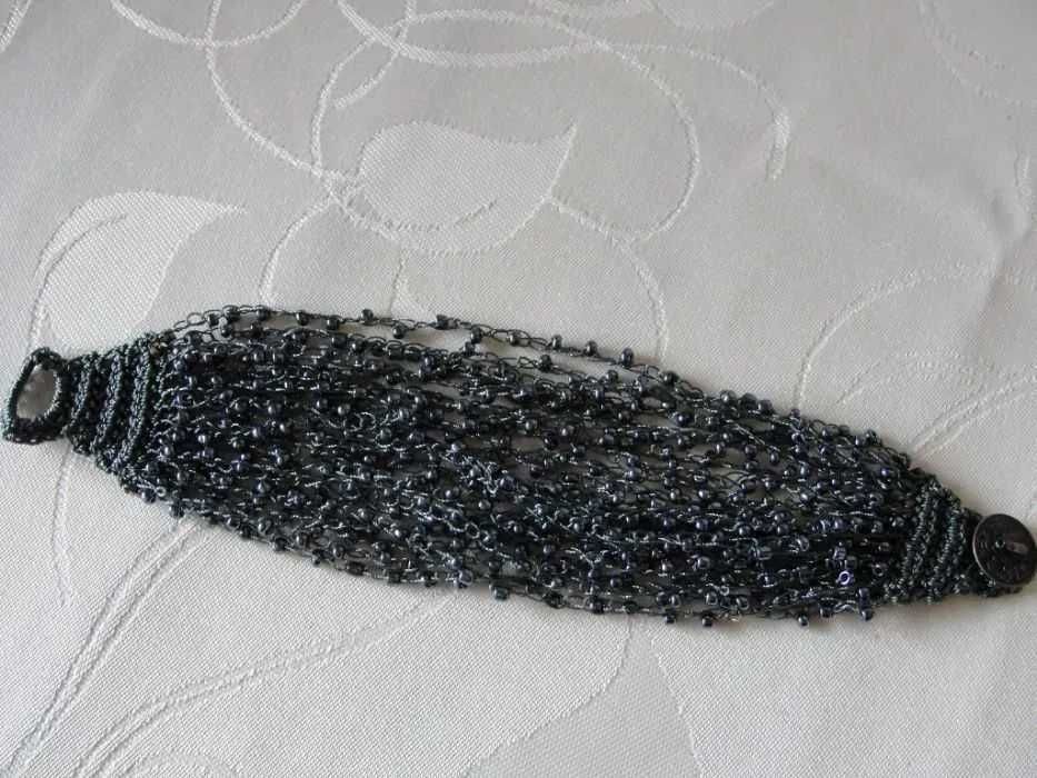 Bransoletka szydełkowa, koralikowa.