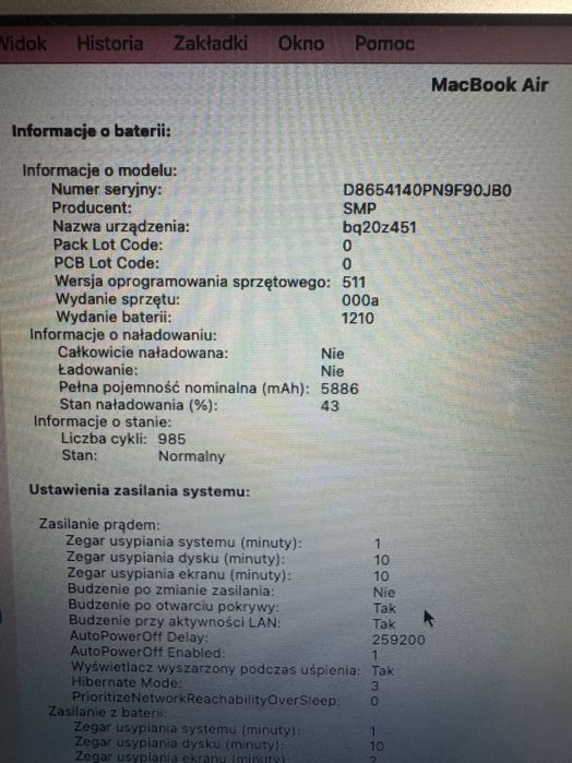 MacBook Air 13 cali, 2015 r, 4 GB/ 128 SSD