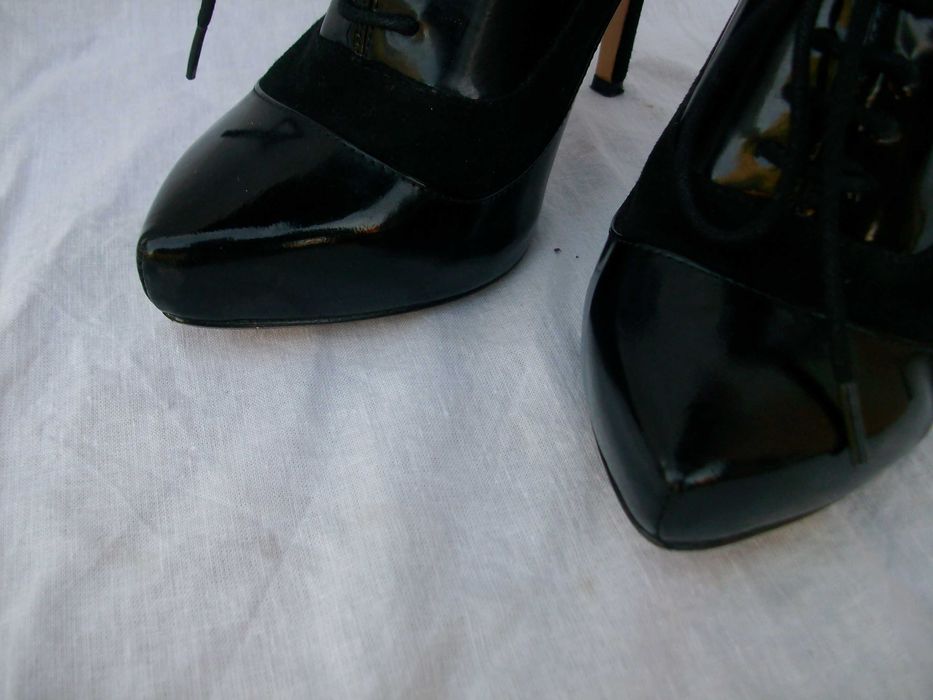 Dune Original skórzane botki szpilki sznurówki lakierki zamsz 37