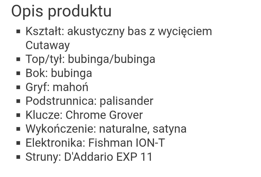 Gitara basowa elektroakustyczna. Tangelwood