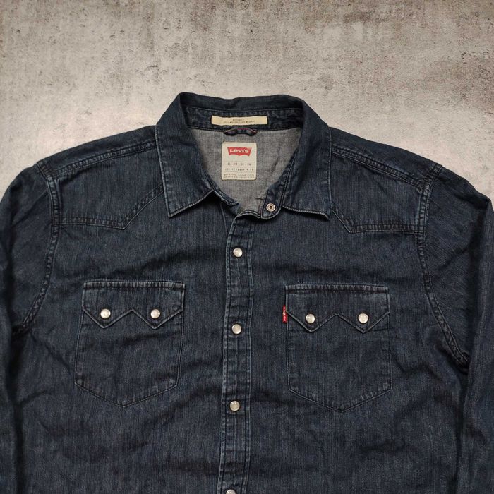 MĘSKA Elegancka PREMIUM Koszula Jeans Denim Levis Classic Kieszonki