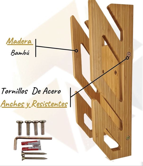 Suporte de parede para 2 skates em bambu