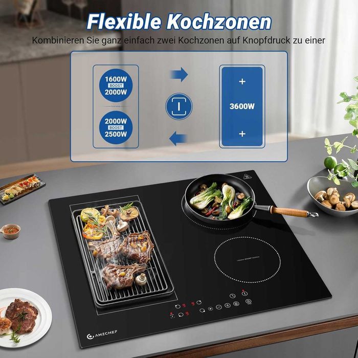 Płyta Indukcyjna do Zabudowy AMZCHEF FS-I72S-FFDD07 Funkcja Boost/408b
