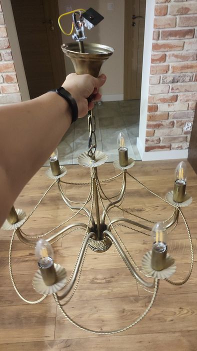 Żyrandol świecznikowy tori złoty