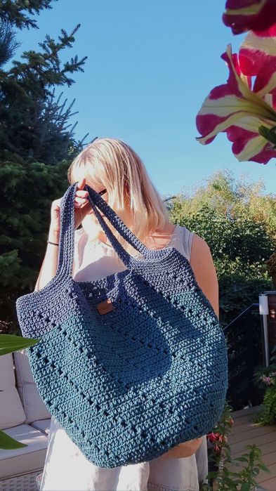 Mega duża torba ze sznurka / różne kolory - handmade