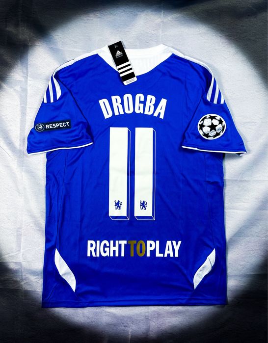 (M) Drogba #11 Chelsea Retro Domowa Jersey Liga Mistrzów T-shirt 11/12