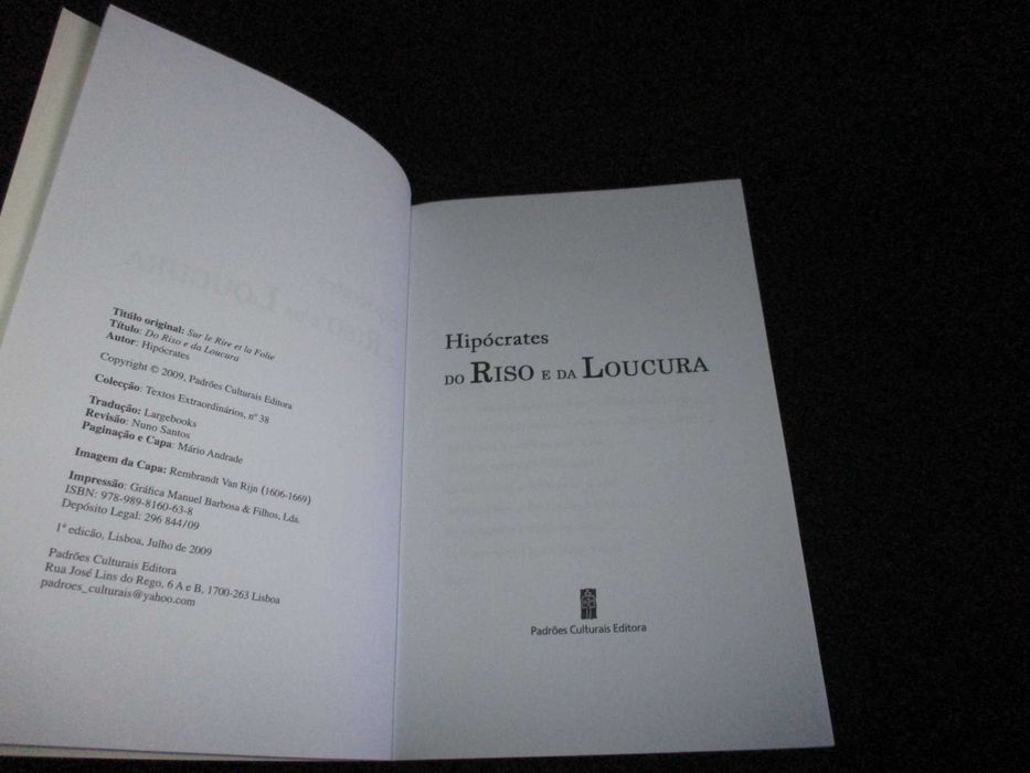 Livro Do Riso e da Loucura Hipócrates 1ª edição 2009