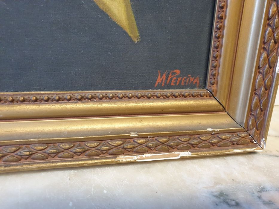 Antigo retrato de uma Senhora em óleo sobre tela - M. Pereira