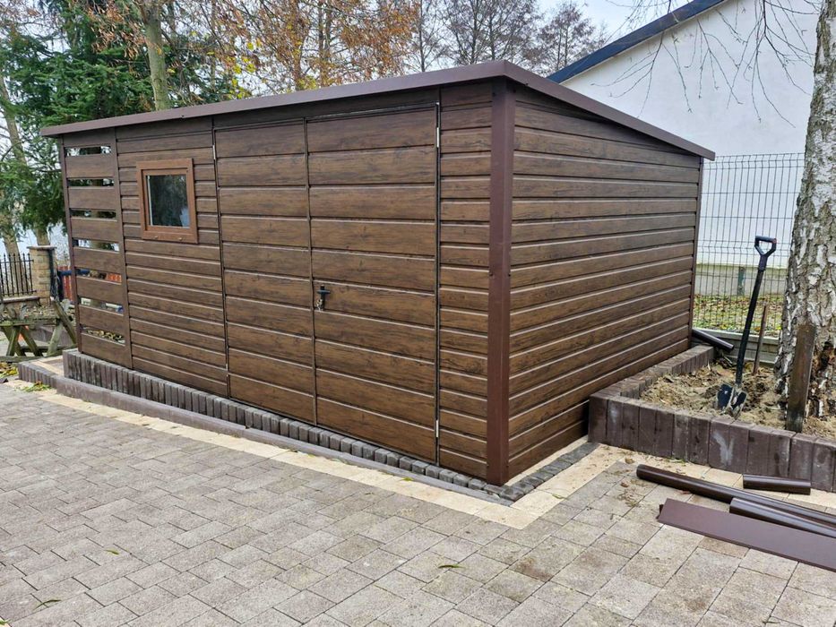 Schowek Domek Ogrodowy 4X3M Brama Drewnopodobny Dach Spaw W Tył Ts927