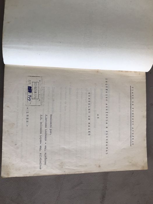 Inquerito Agricola e Florestal - Concelho de Baião