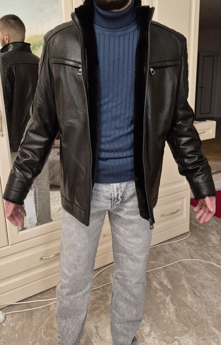 Куртка чоловіча стильна  на натуральному хутрі